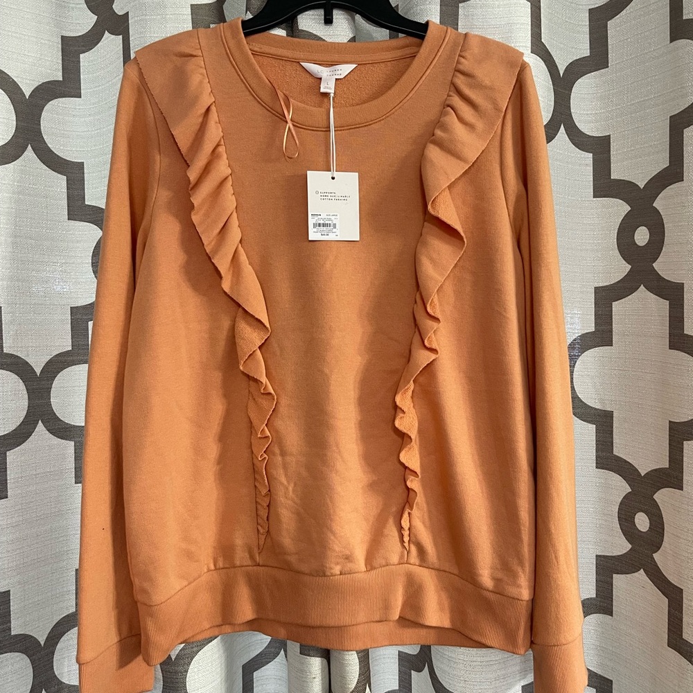 LC Lauren Conrad Ruffled Sweatshirt in Orange